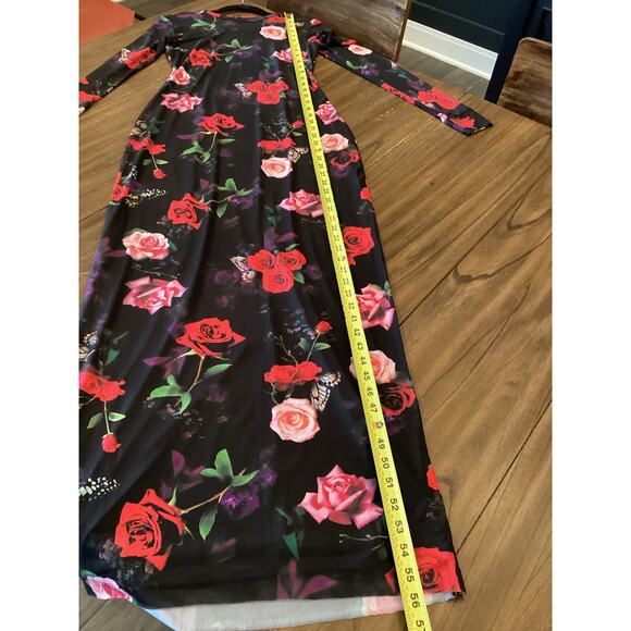 Revolve AFRM Didi crew neck floral long sleeve black Maxi Dress M - Picture 11 of 12